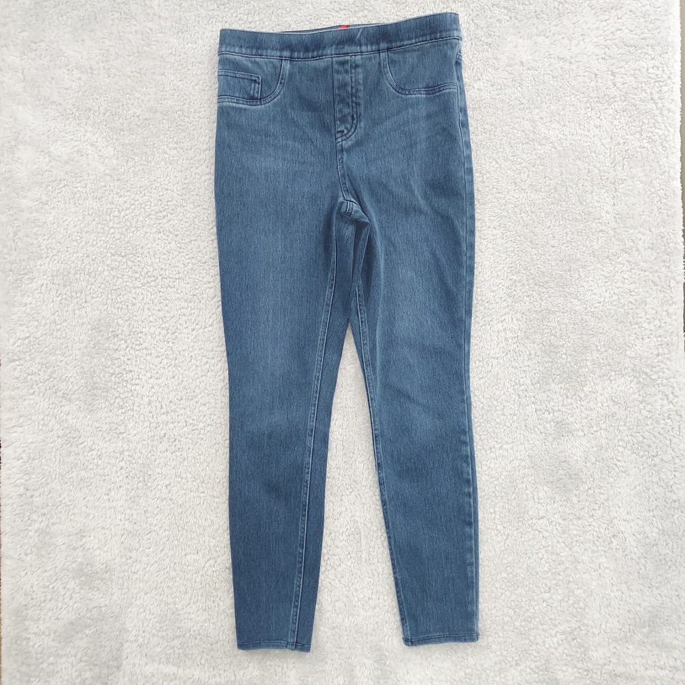SPANX Jeans Leggings Womens Medium Blue Skinny Ankle Pull On Cropped Denim Pants